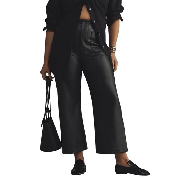 Maeve Colette Wide-Leg Vegan Navy Leather Pants Size 16W New with Tag MSRP $148 - Picture 3 of 12